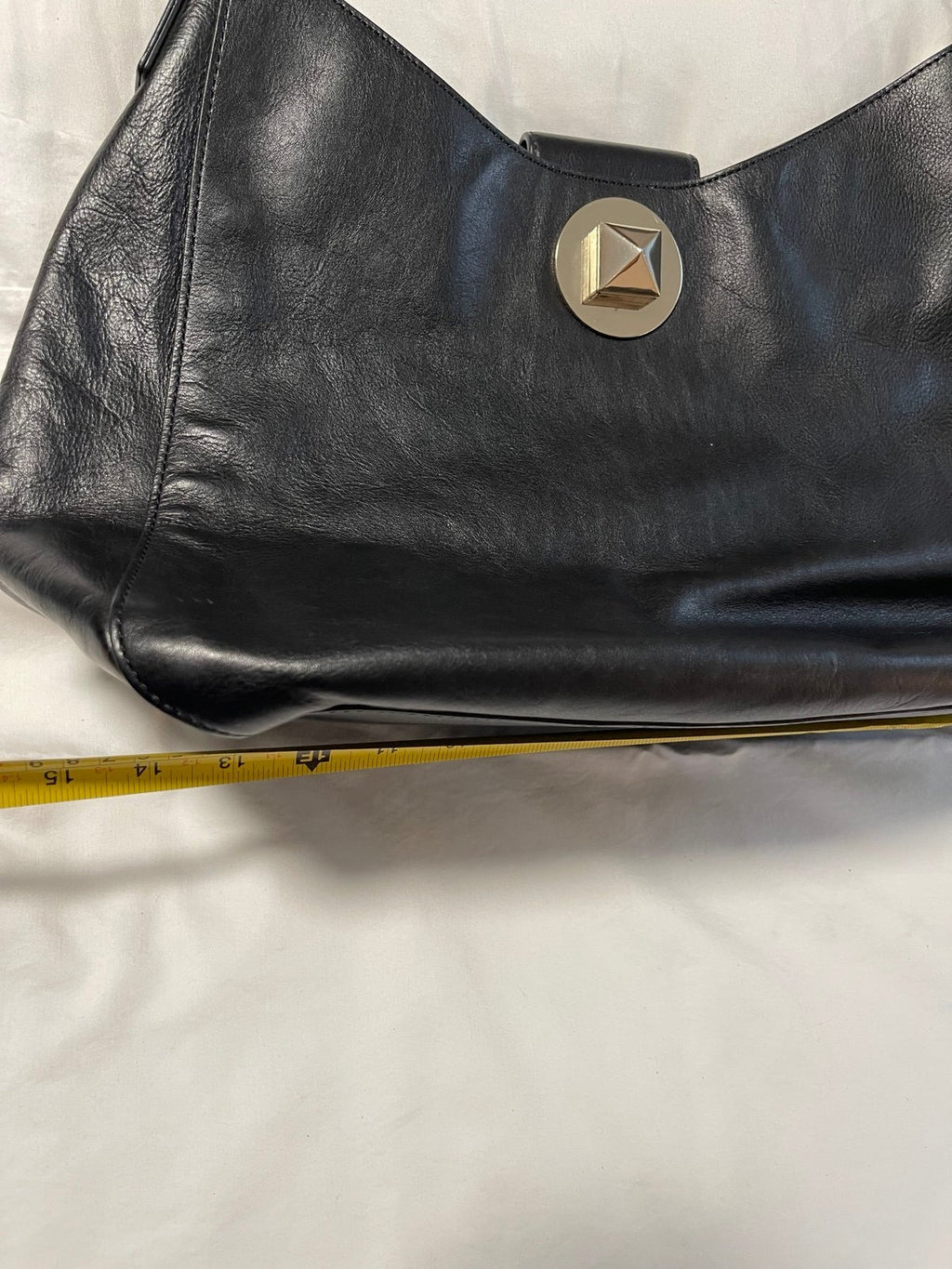 Kate Spade Black Leather Hobo Shoulder Bag Gold/Silver Turn Lock Large
