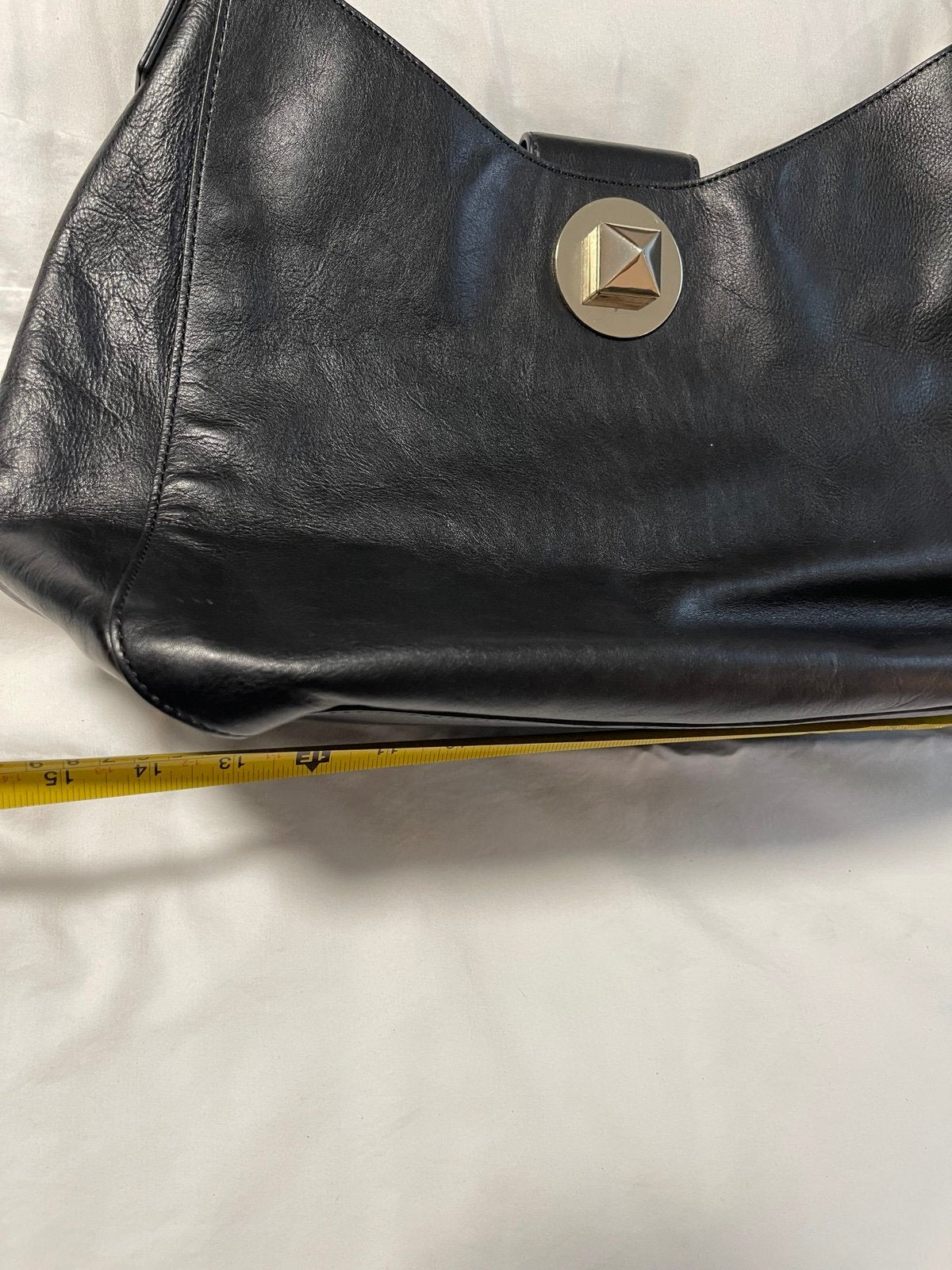 Kate Spade Black Leather Hobo Shoulder Bag Gold/Silver Turn Lock Large