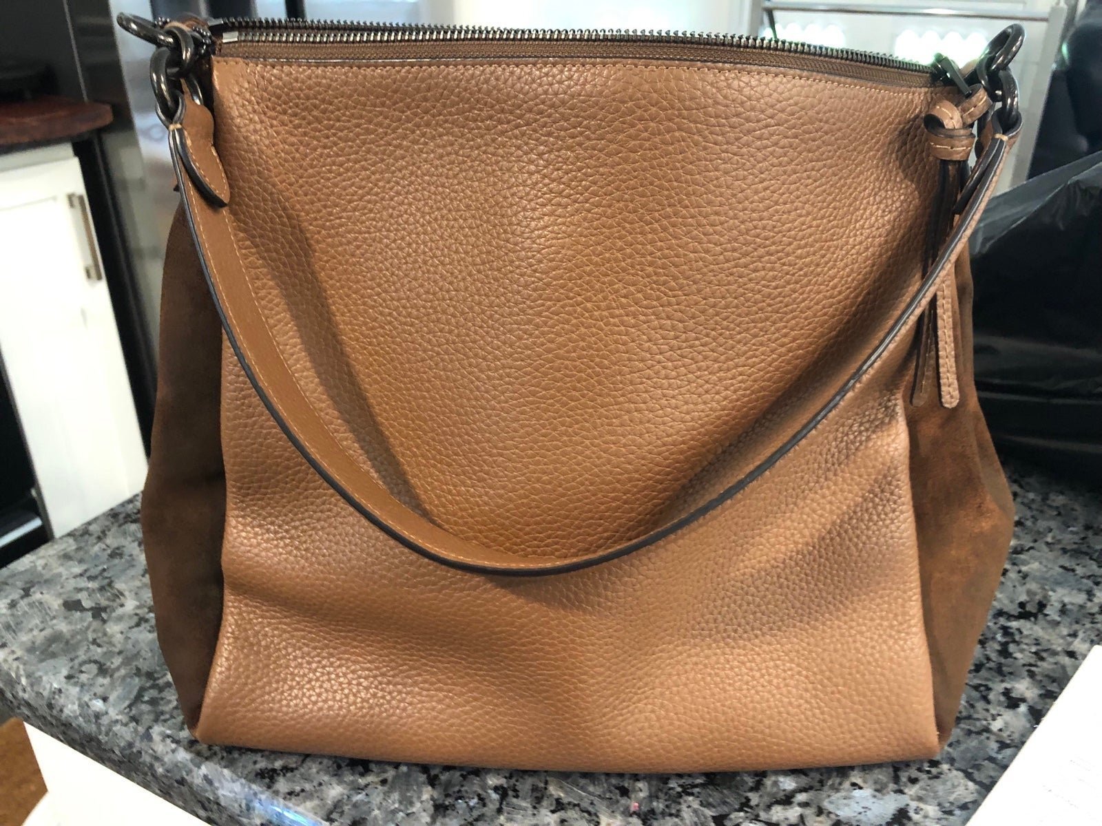 Coach Shay Pebbled Leather and Suede Shoulder Bag- preloved /Purse