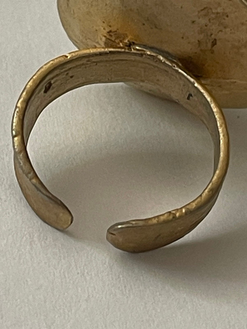 Vintage Gold-Toned Hand-Crafted Authentic Baroque Pearl Adjustable Cocktail Ring
