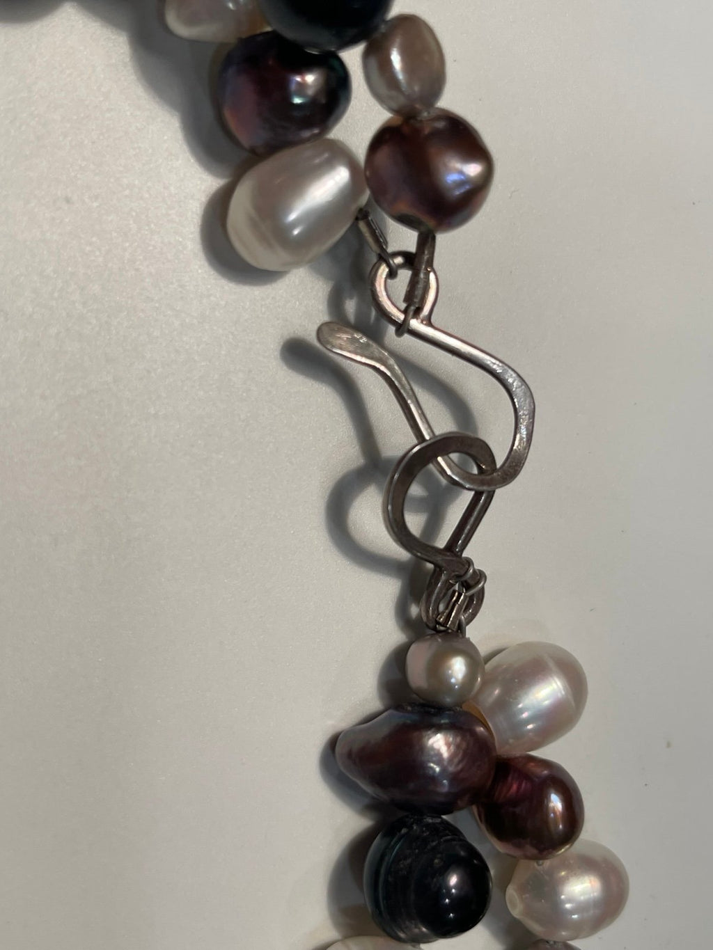Vintage Sterling & MultiStrand Cultured Freshwater Pearl Necklace 16in
