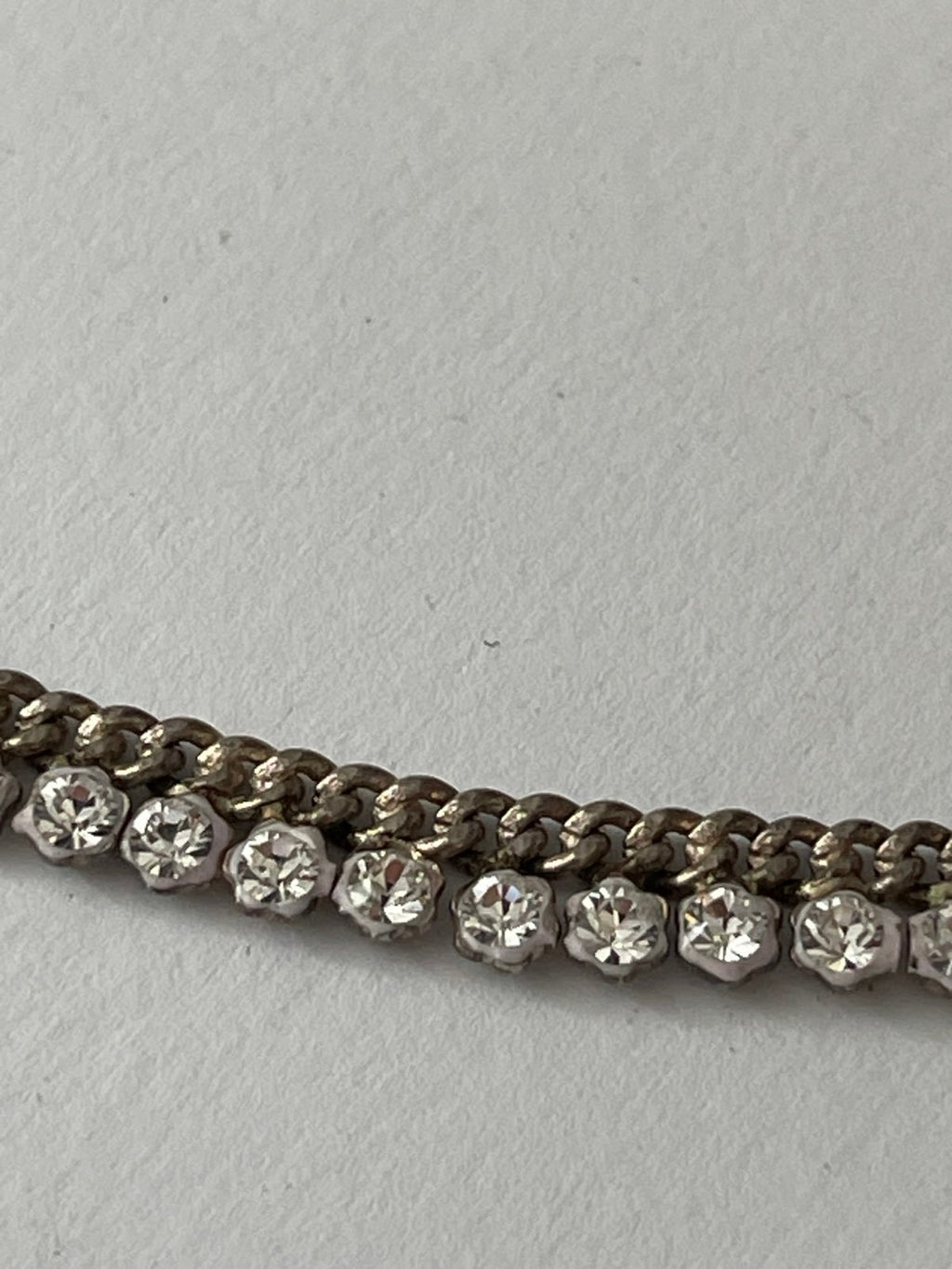 Vintage Asian Tribal Silver Toned Payal Anklet w\Dangle Rhinestones