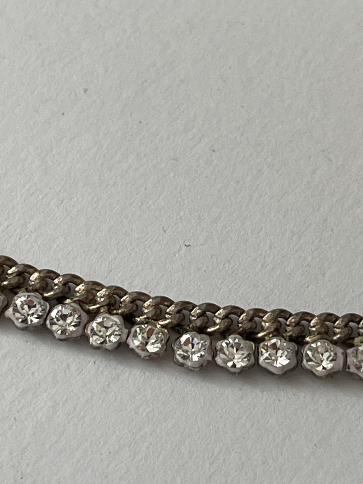 Vintage Asian Tribal Silver Toned Payal Anklet w\Dangle Rhinestones