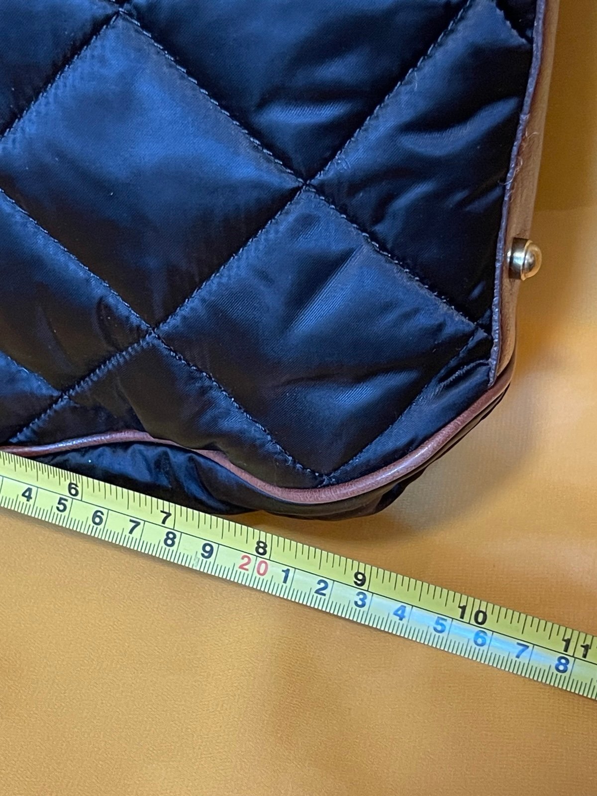 Brahmin Quilted Nylon Satchel Black Brown Leather w/ Dust Bag