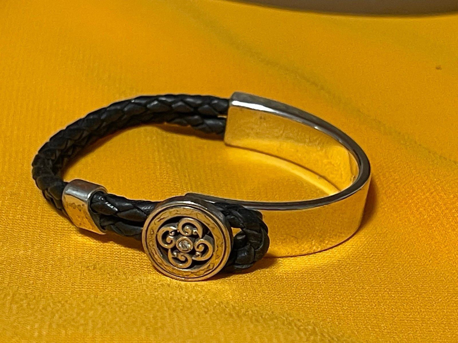 Brighton Black Braid and Silvertone Bracelet