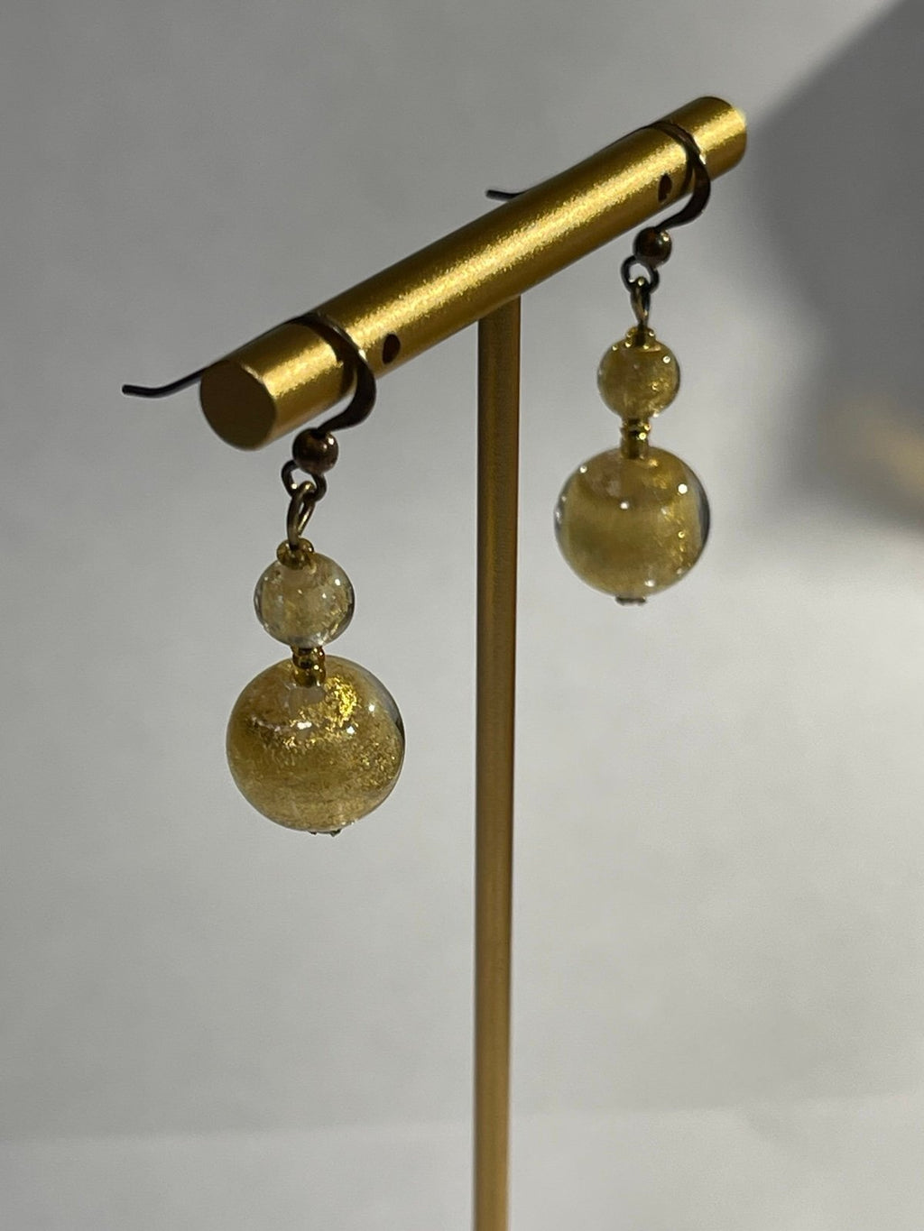 Murano Gold Foil Glass Dangle Earrings
