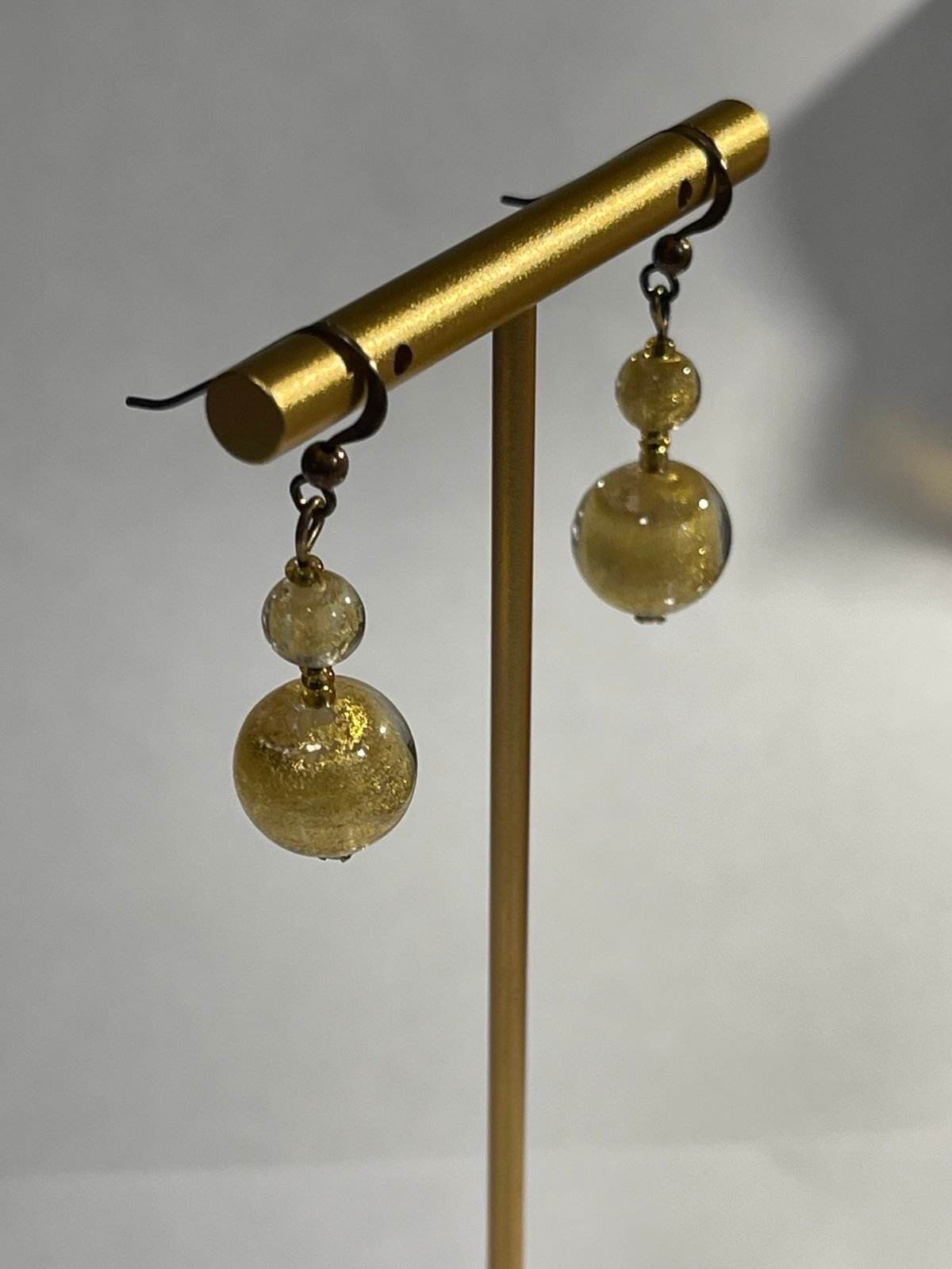 Murano Gold Foil Glass Dangle Earrings