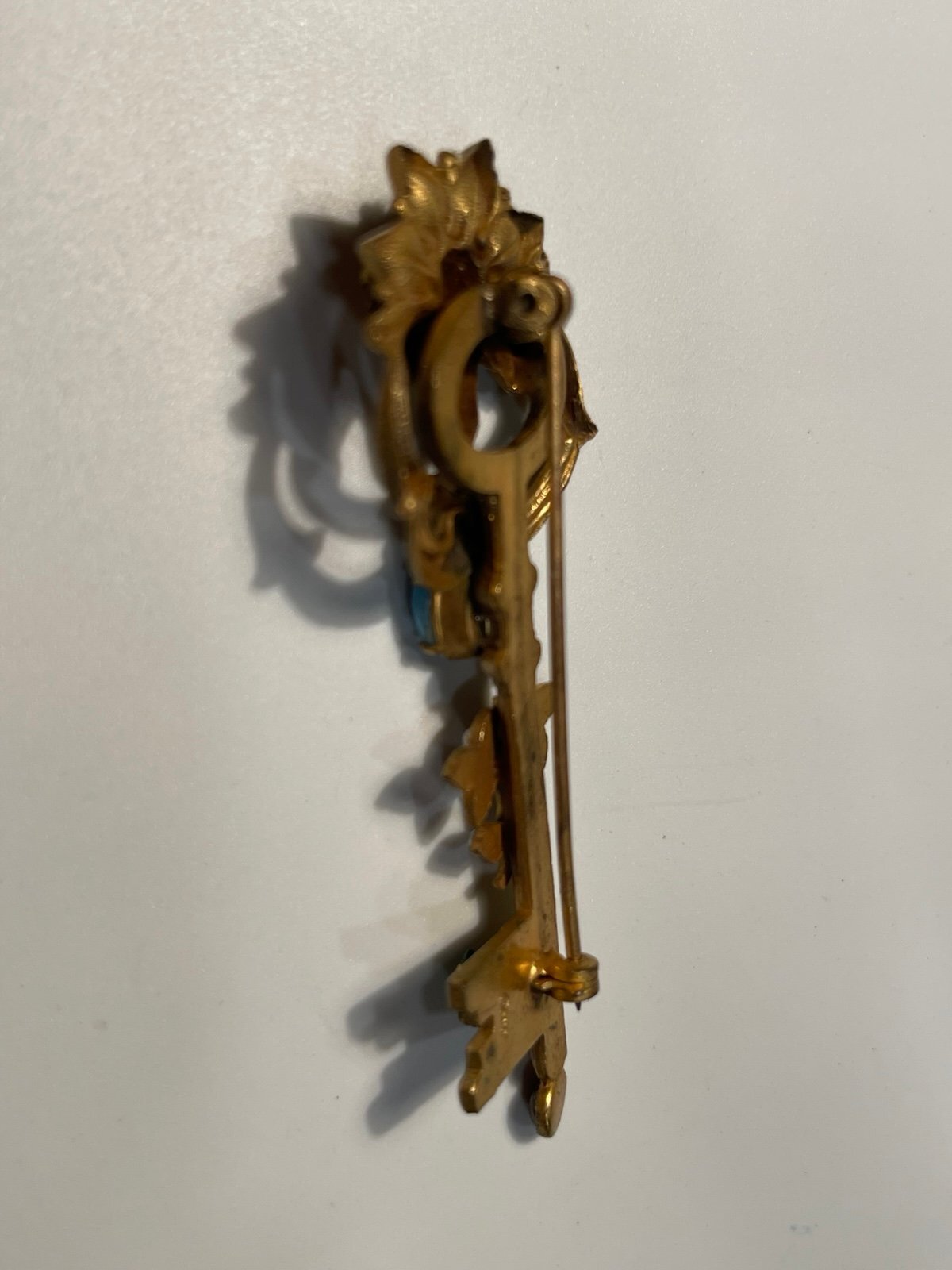 Vintage Coro Goldtone Key Brooch
