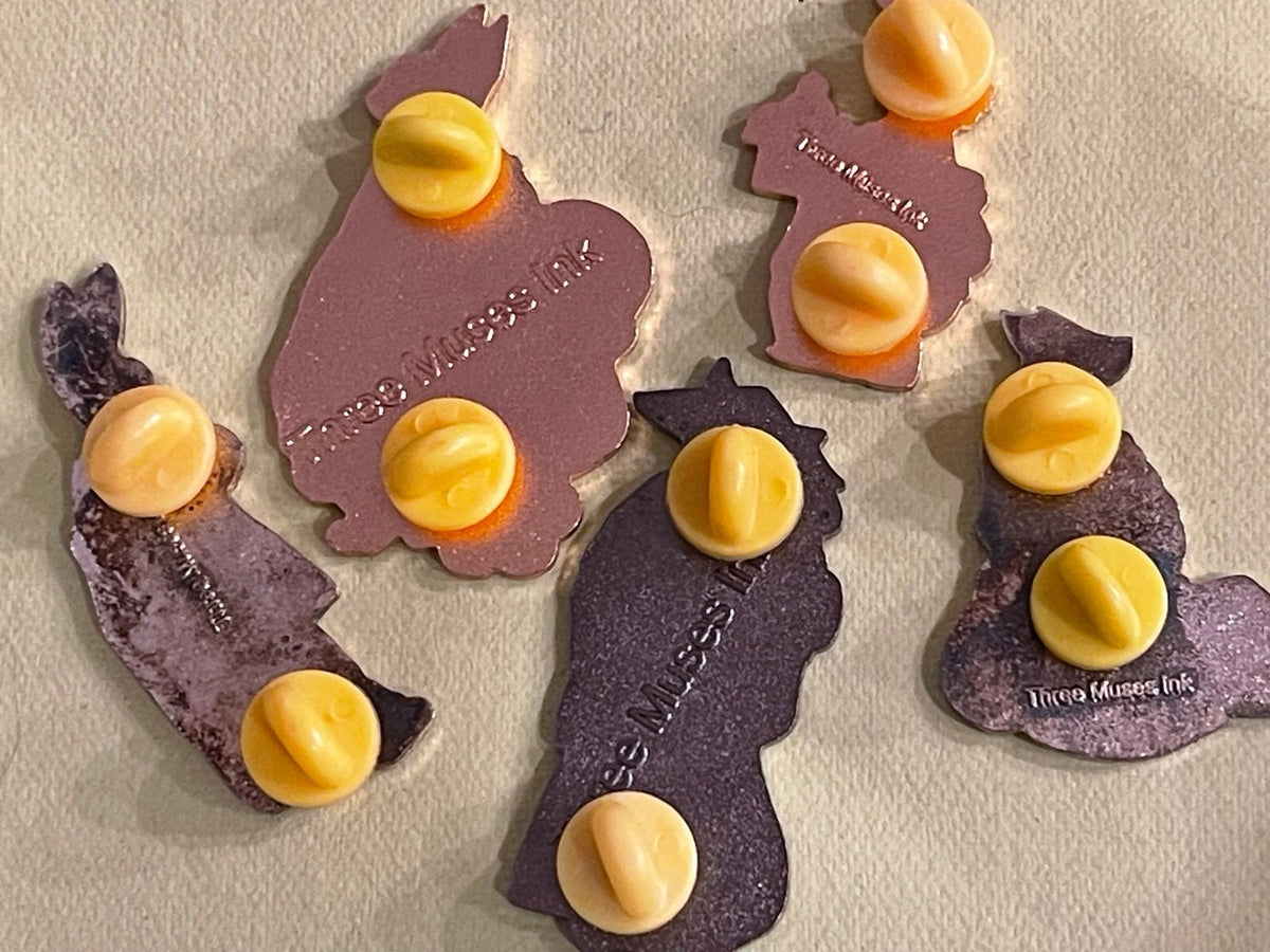 Three Muses Inc. Folklore Tea Enamel Pin Set (5) – Kitsune & Yōkai