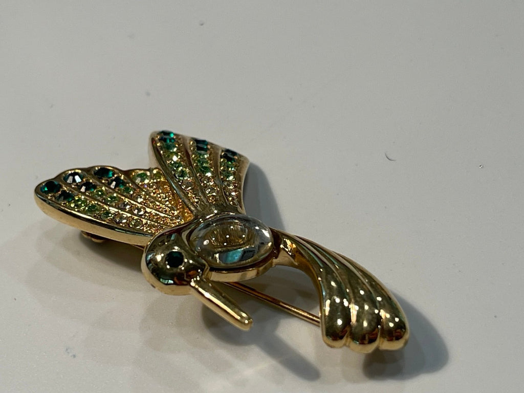 Vintage Monet Jelly Belly Hummingbird Rhinestone Brooch/Pin
