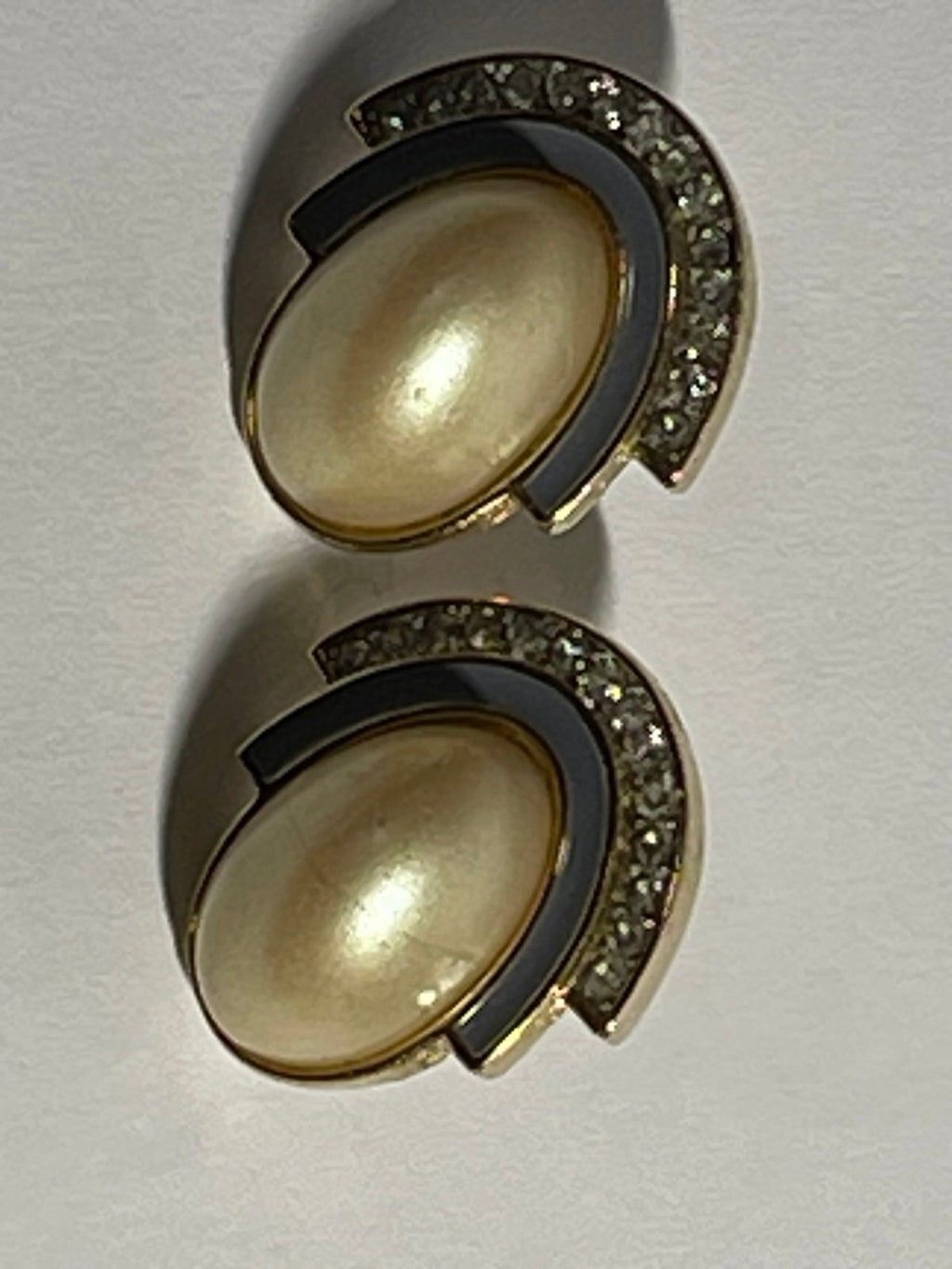 Givenchy Gold-tone Faux Pearl Earrings with Enamel & Rhinestone Accents