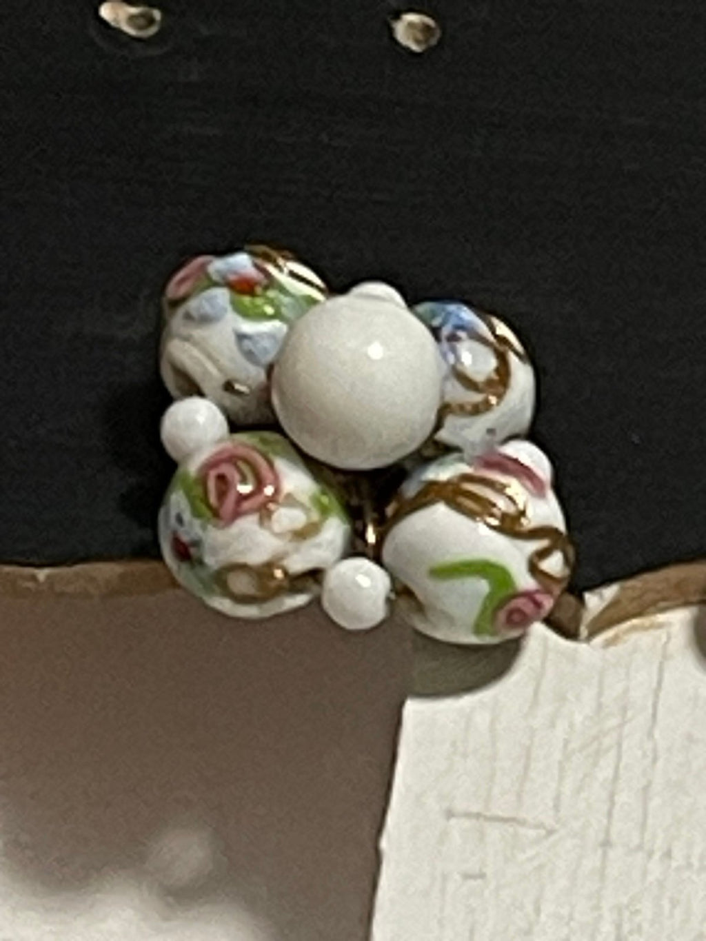 Vintage Hand-Blown Lampwork Italian Wedding Bead Cluster Clip-On Earrings