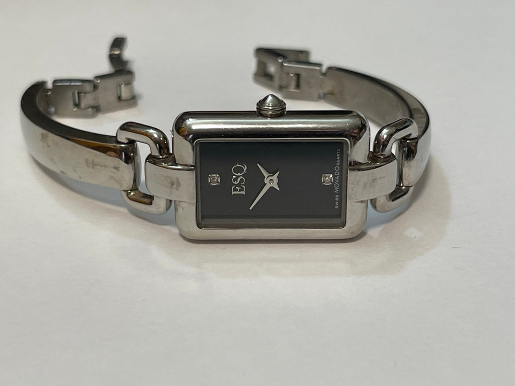 ESQ Movado Ladies Silver-tone Watch Black Face