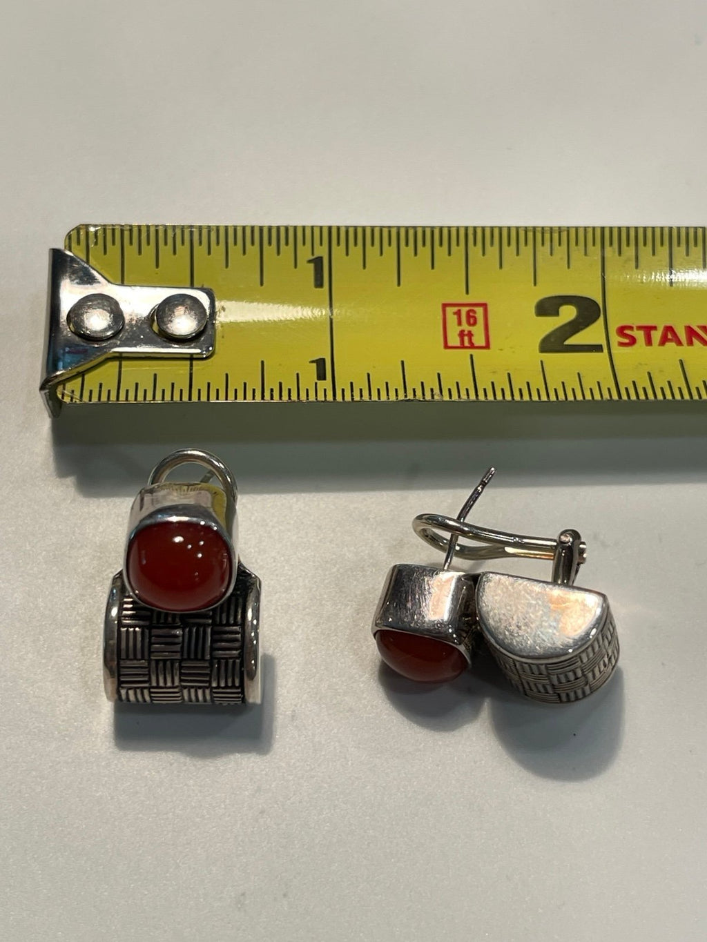 Vintage Deborah Armstrong & Co. Sterling Silver &  Carnelian Earrings