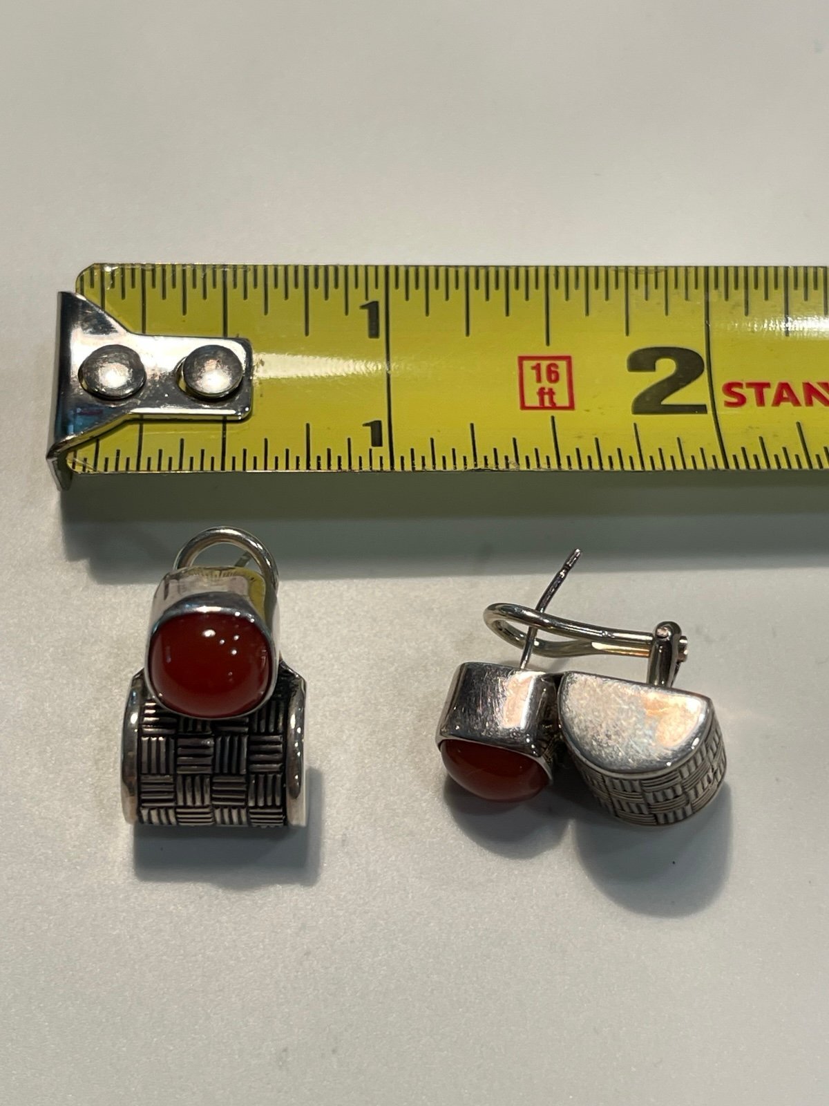 Vintage Deborah Armstrong & Co. Sterling Silver &  Carnelian Earrings