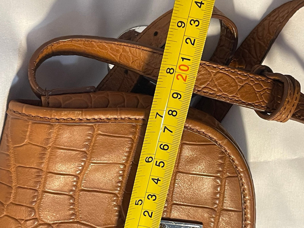 Michael Kors Brown Croc-Embossed Crossbody Bag