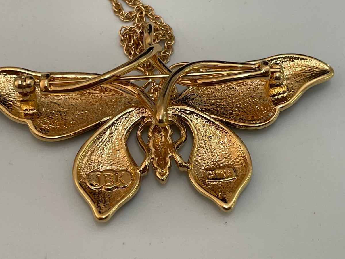 Jacqueline Bouvier Kennedy (JBK) Butterfly Brooch/Pin/Pendant with 21-Inch Chain