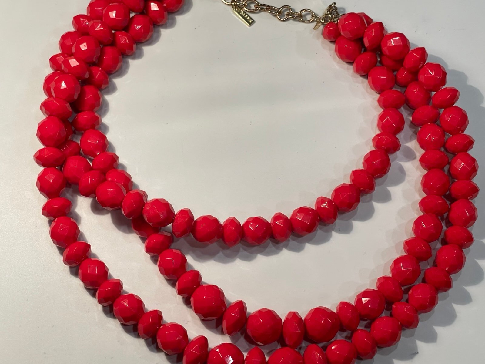 Sugarfix 3Strand Faceted Red Bead Necklace – 19”