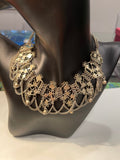 Vintage Silver-Tone Ornate Filigree Necklace w/Floral Motifs