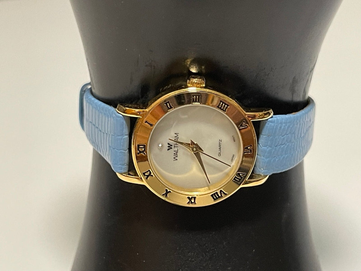 Beautiful Waltham Gold-Tone Roman Numeral Bezel Ladies Watch