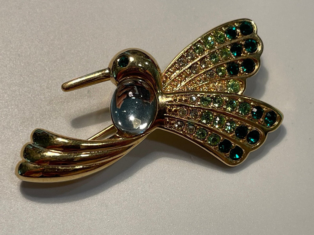 Vintage Monet Jelly Belly Hummingbird Rhinestone Brooch/Pin