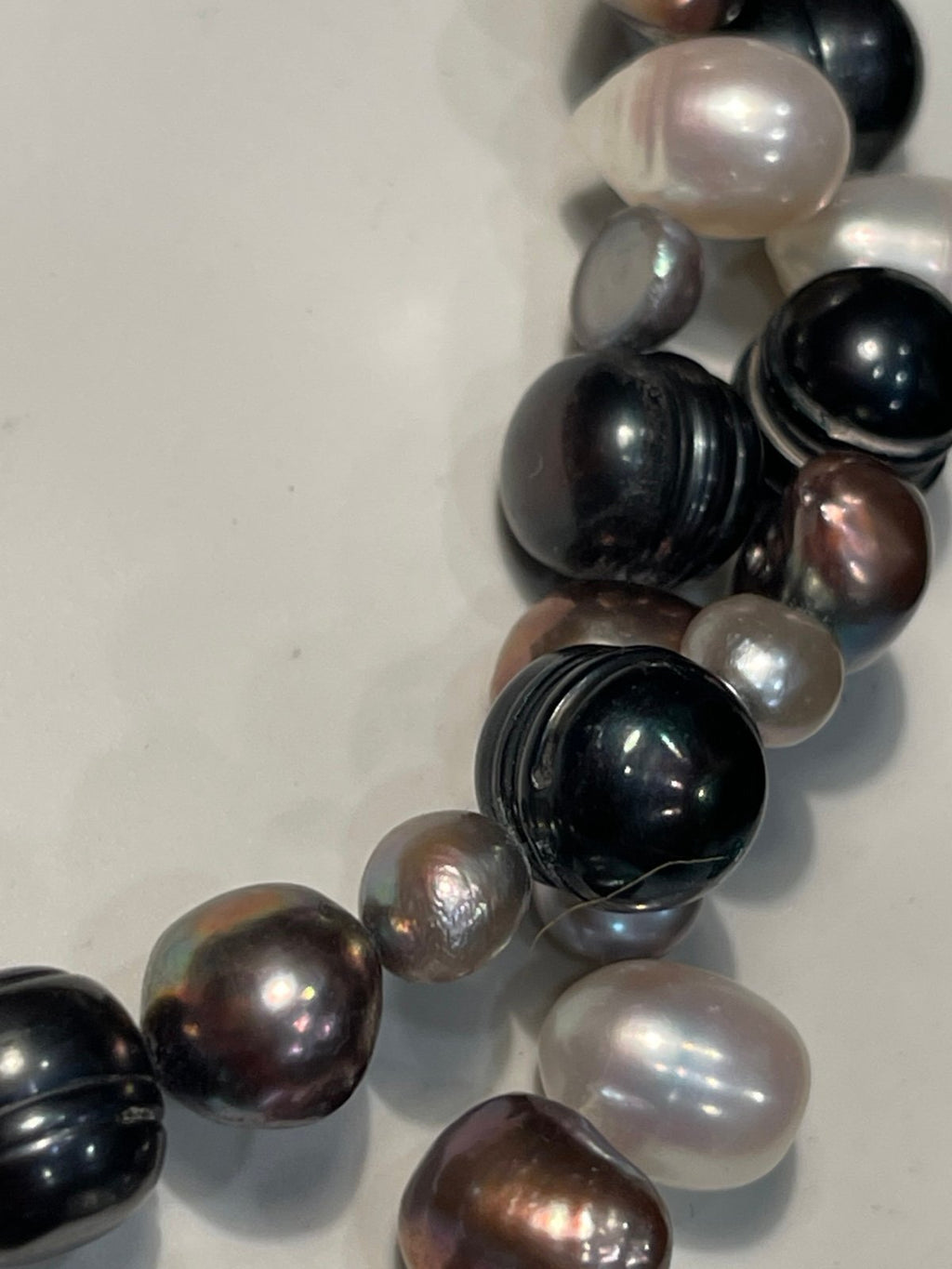 Vintage Sterling & MultiStrand Cultured Freshwater Pearl Necklace 16in