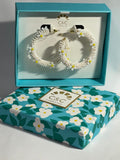 C&C California White Seed Bead & Resin Daisy Earrings