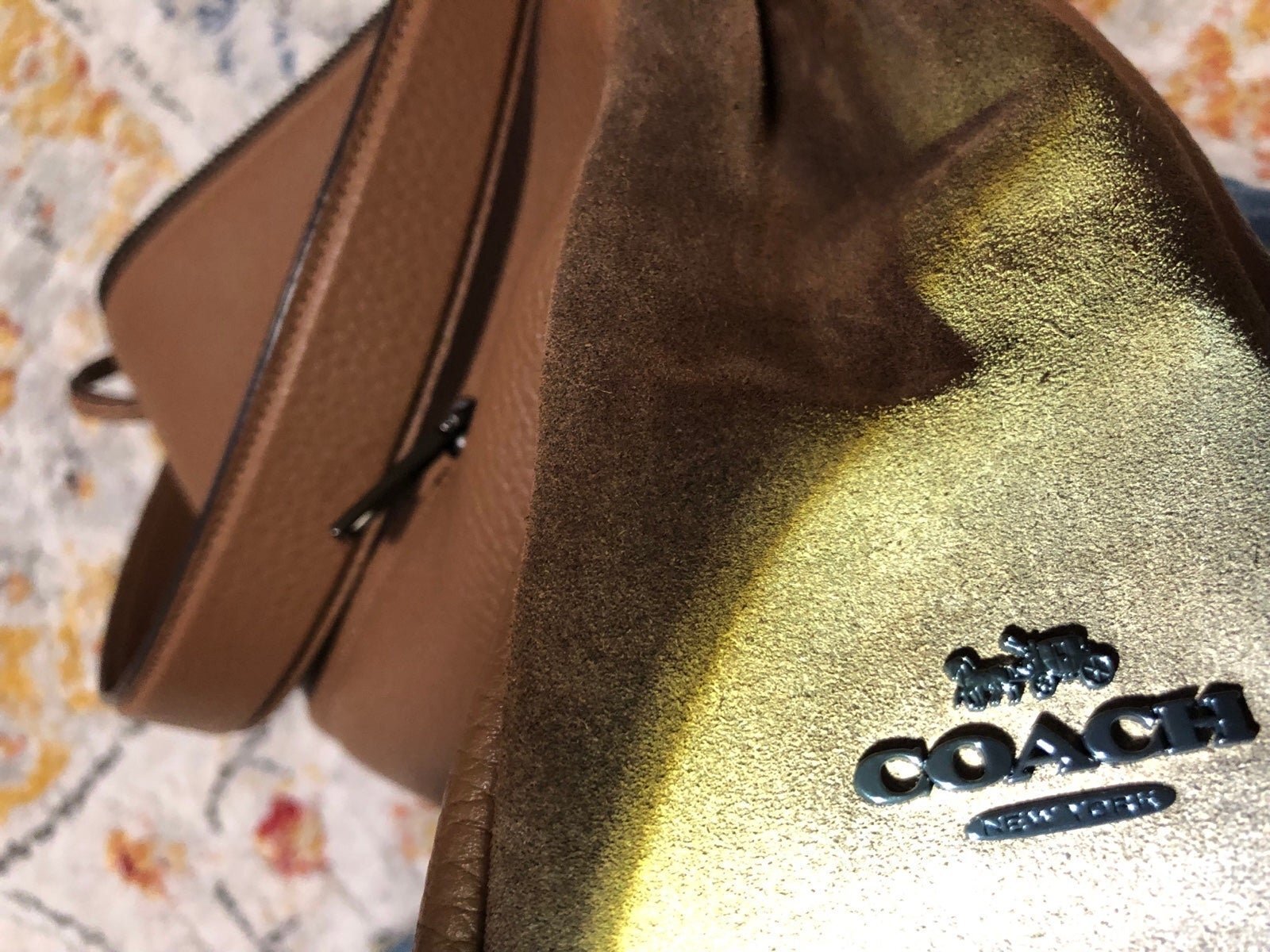 Coach Shay Pebbled Leather and Suede Shoulder Bag- preloved /Purse