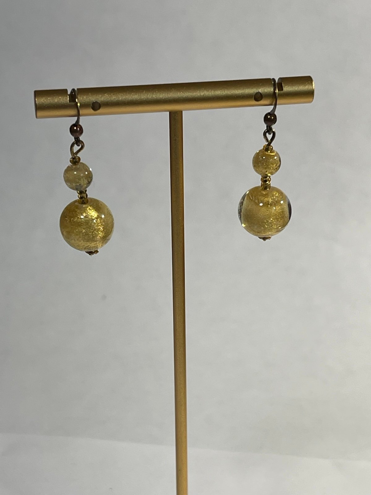 Murano Gold Foil Glass Dangle Earrings