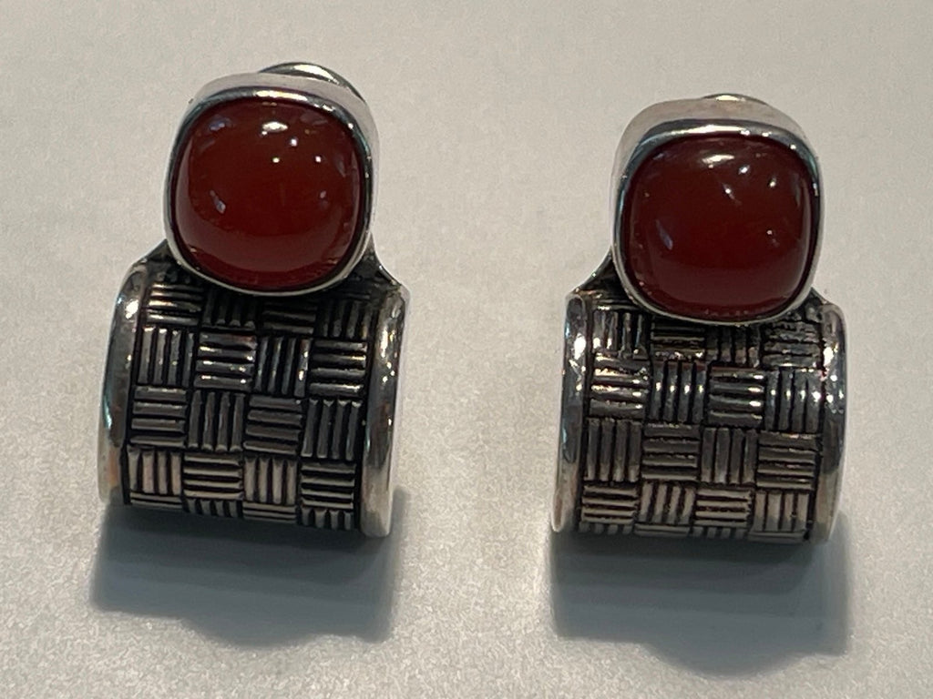 Vintage Deborah Armstrong & Co. Sterling Silver &  Carnelian Earrings