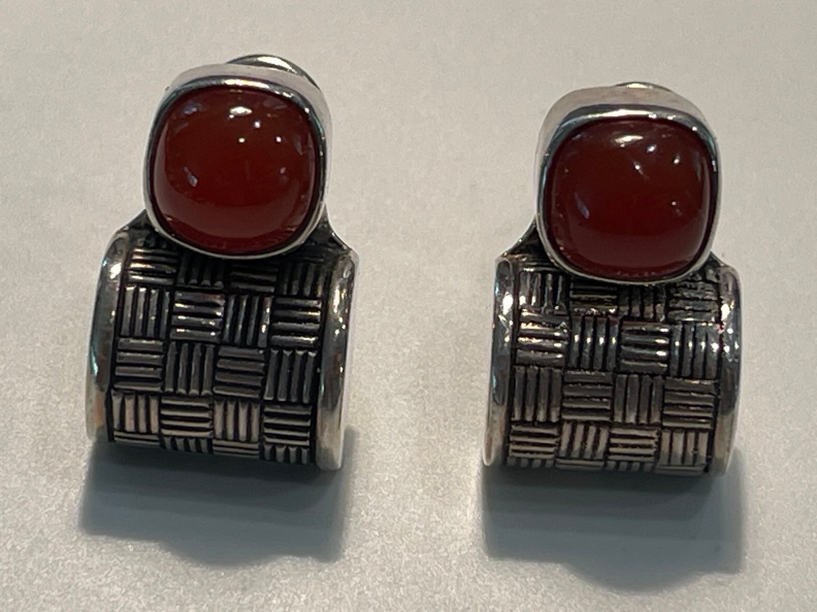 Vintage Deborah Armstrong & Co. Sterling Silver &  Carnelian Earrings