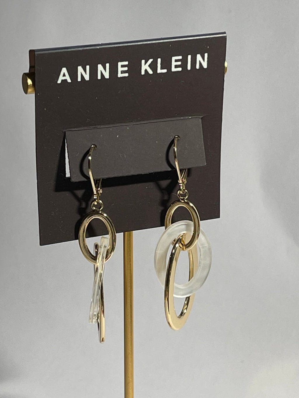 Anne Klein Dangle Goldtone & White Resin Earrings