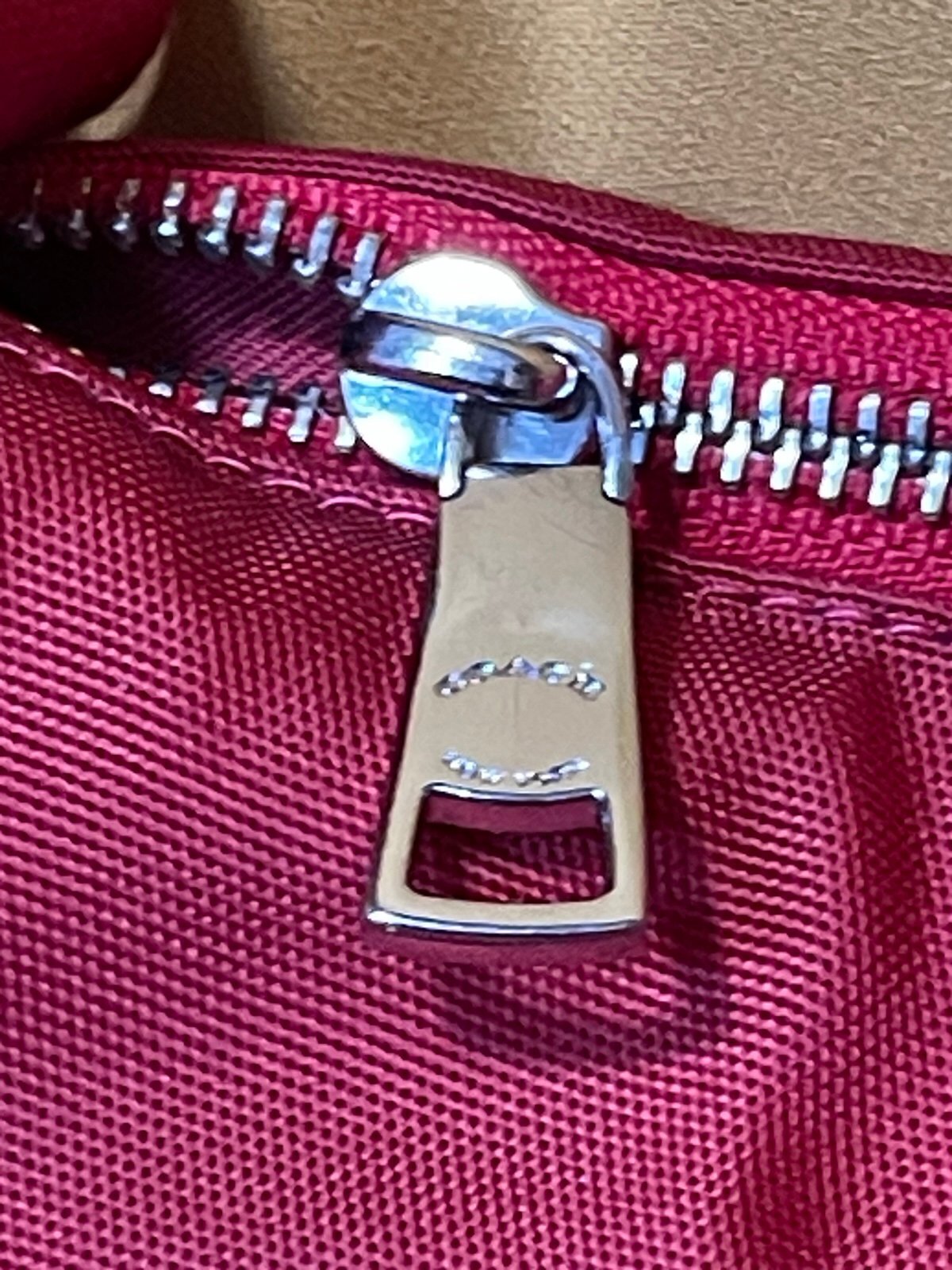 Coach Red Nylon Crossbody Bag Leather Trim