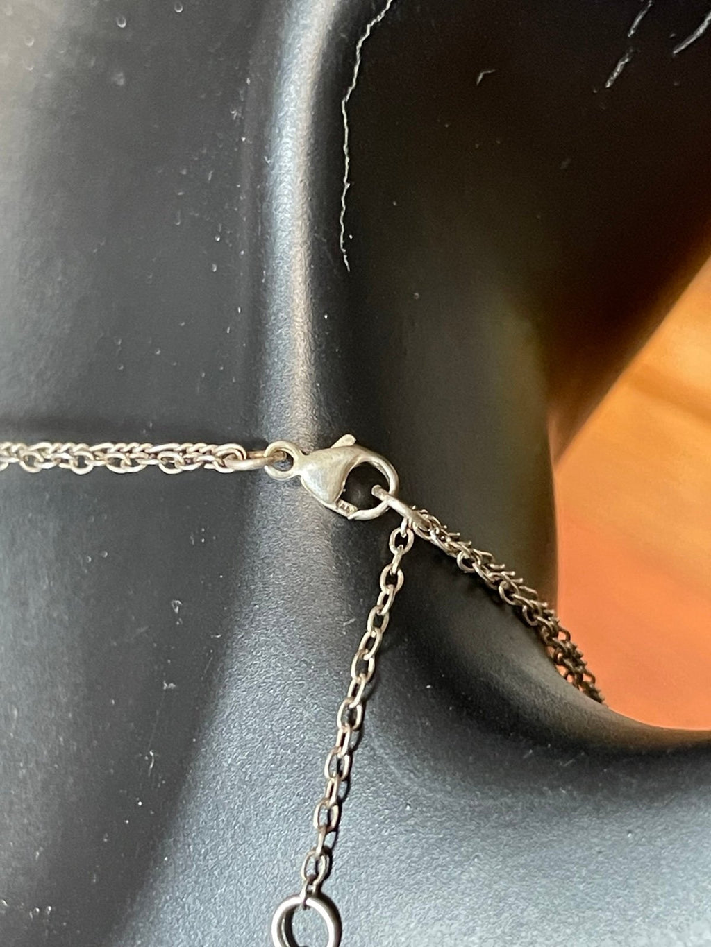17.5 Sterling Silver Mother of Pearl Disc Dangle Pendant Necklace