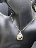 Vintage Israeli Sterling Silver Pearl Pendant Necklace – 925 Israel – Modernist