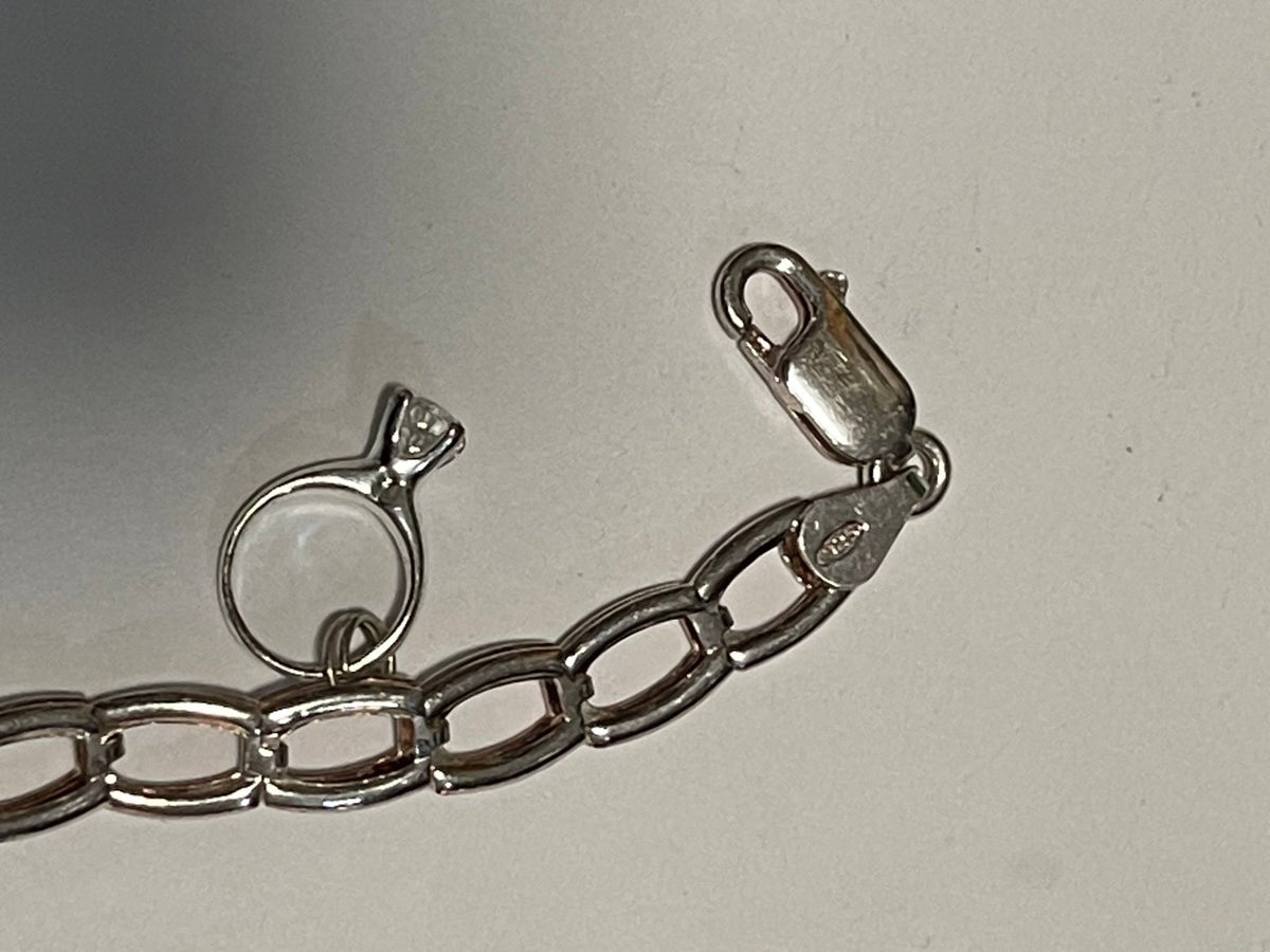 Sterling Silver Italian Charm Designer Bracelet with Fun Sterling Charms