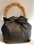 Christian Dior Black Handbag with Amber Beaded Handle