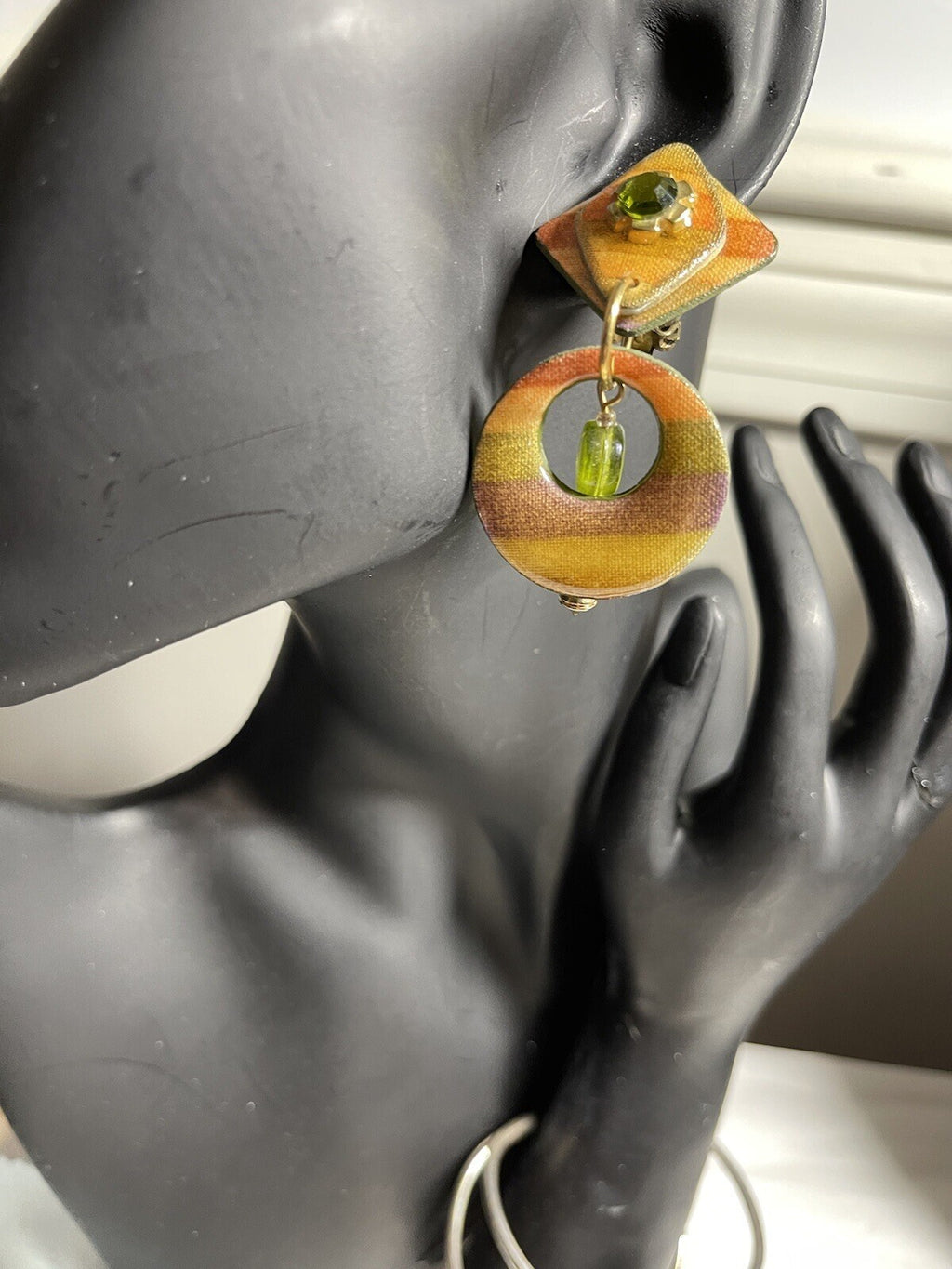 Vintage MAM’ Signed Artisan Geometric Dangle Earrings