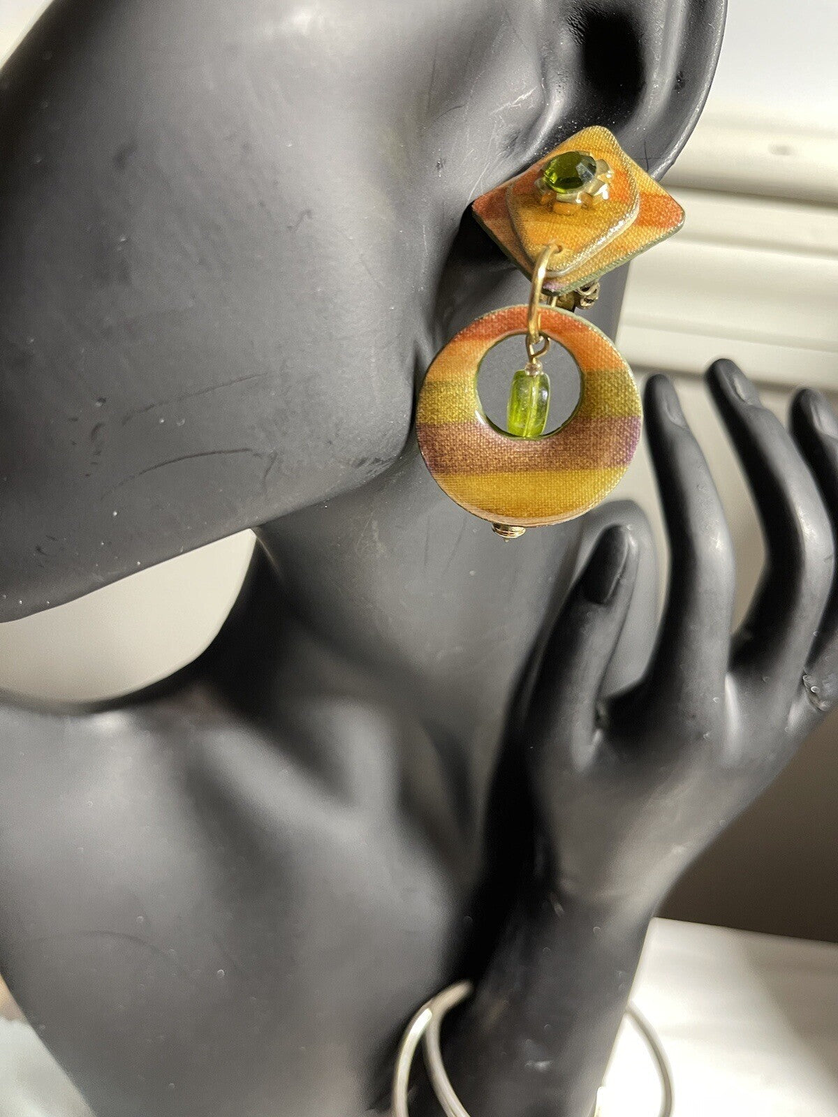 Vintage MAM’ Signed Artisan Geometric Dangle Earrings
