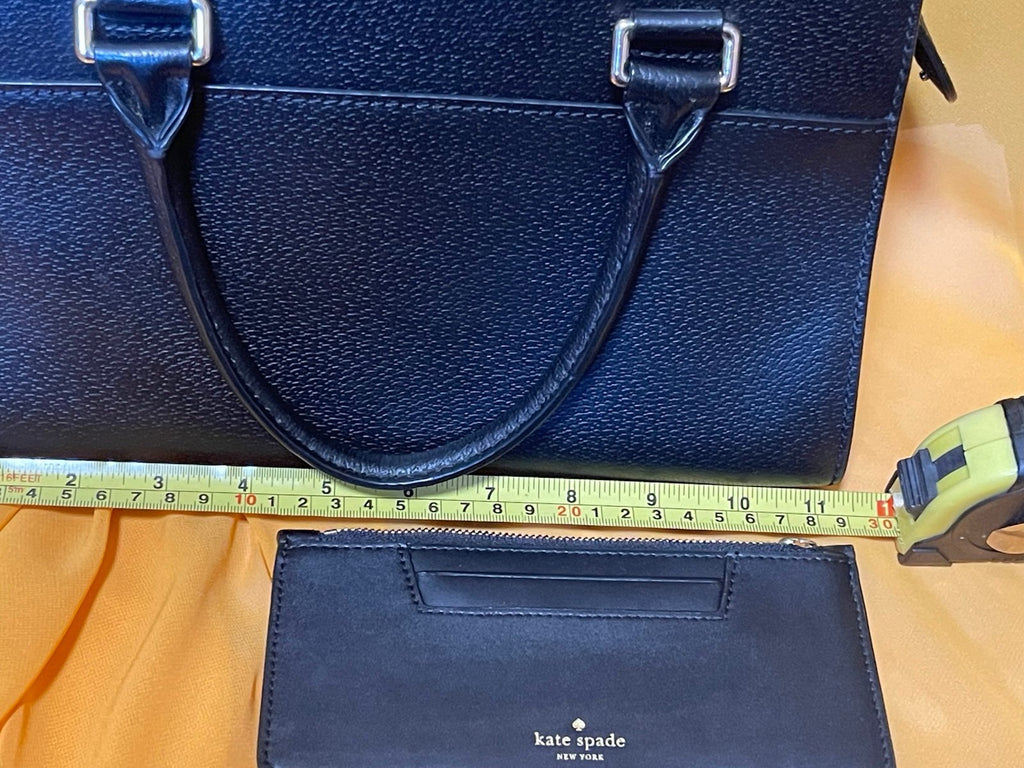 Kate Spade Cameron Black Leather Satchel Crossbody Bag + Cardholder Set
