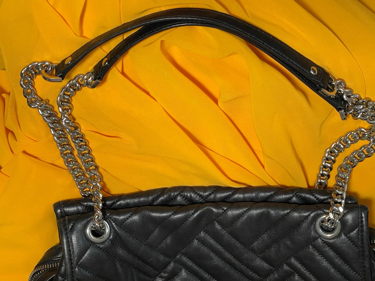 Michael Kors Black Quilted Leather Chain Shoulder Bag MK