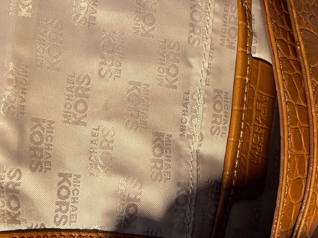 Michael Kors Brown Croc-Embossed Crossbody Bag