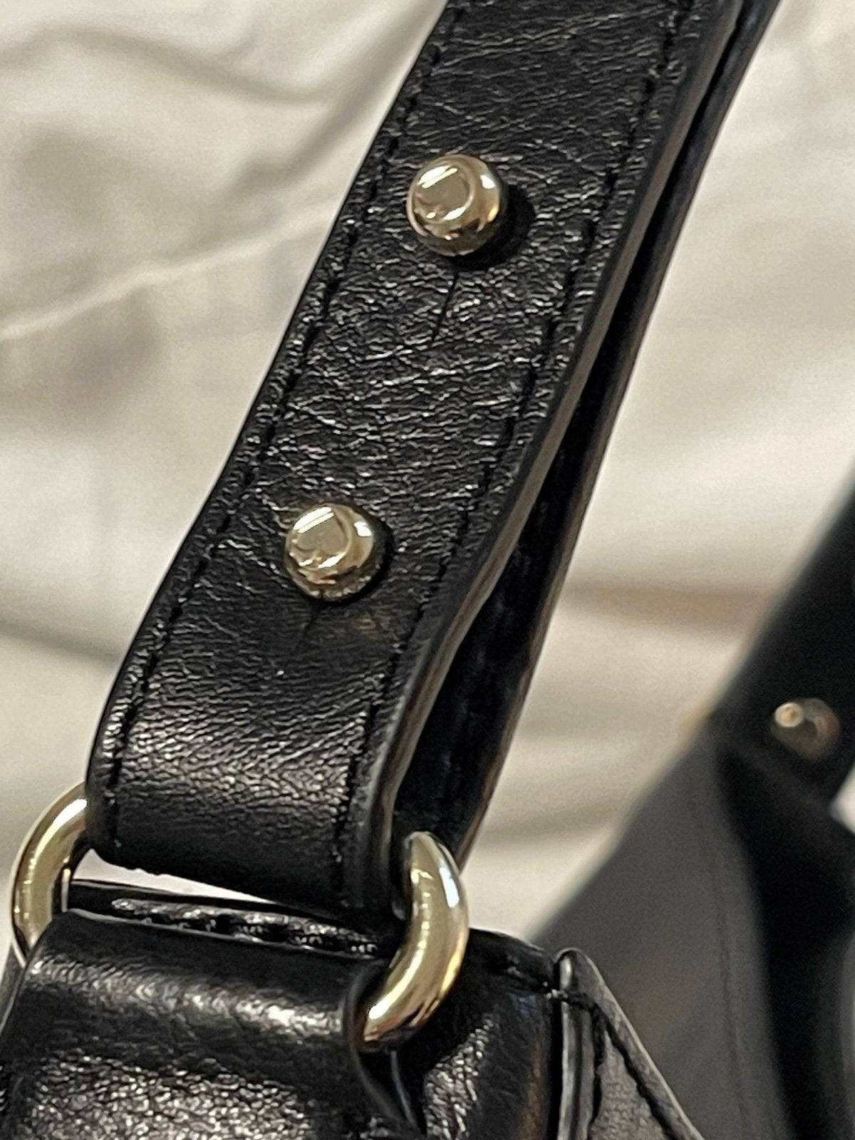 Kate Spade Black Leather Hobo Shoulder Bag Gold/Silver Turn Lock Large