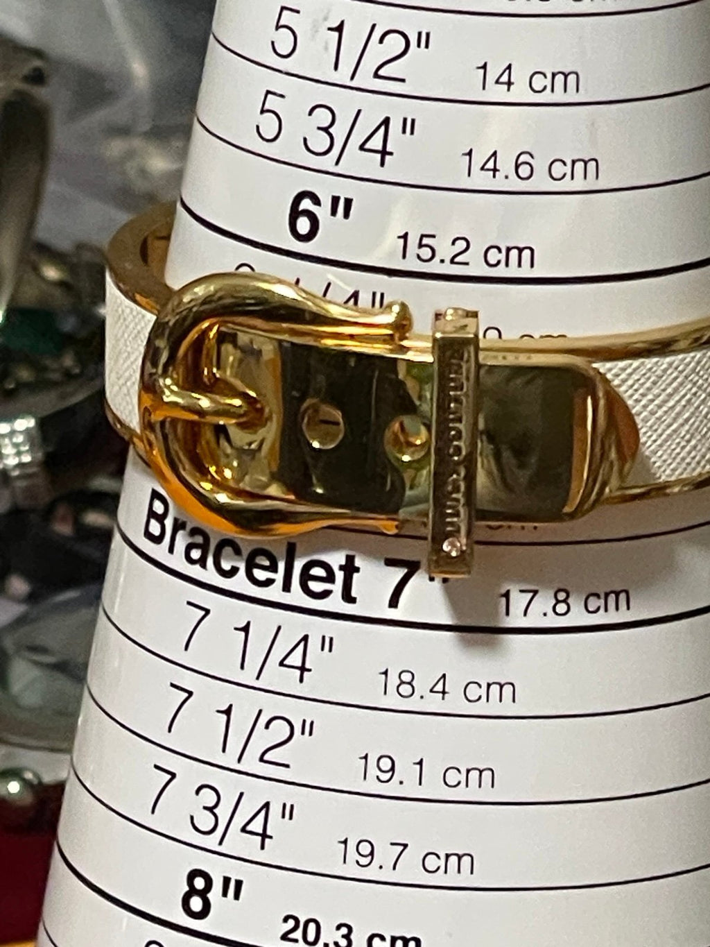 Juicy Couture Gold & White/Cream Buckle Hinge Bracelet