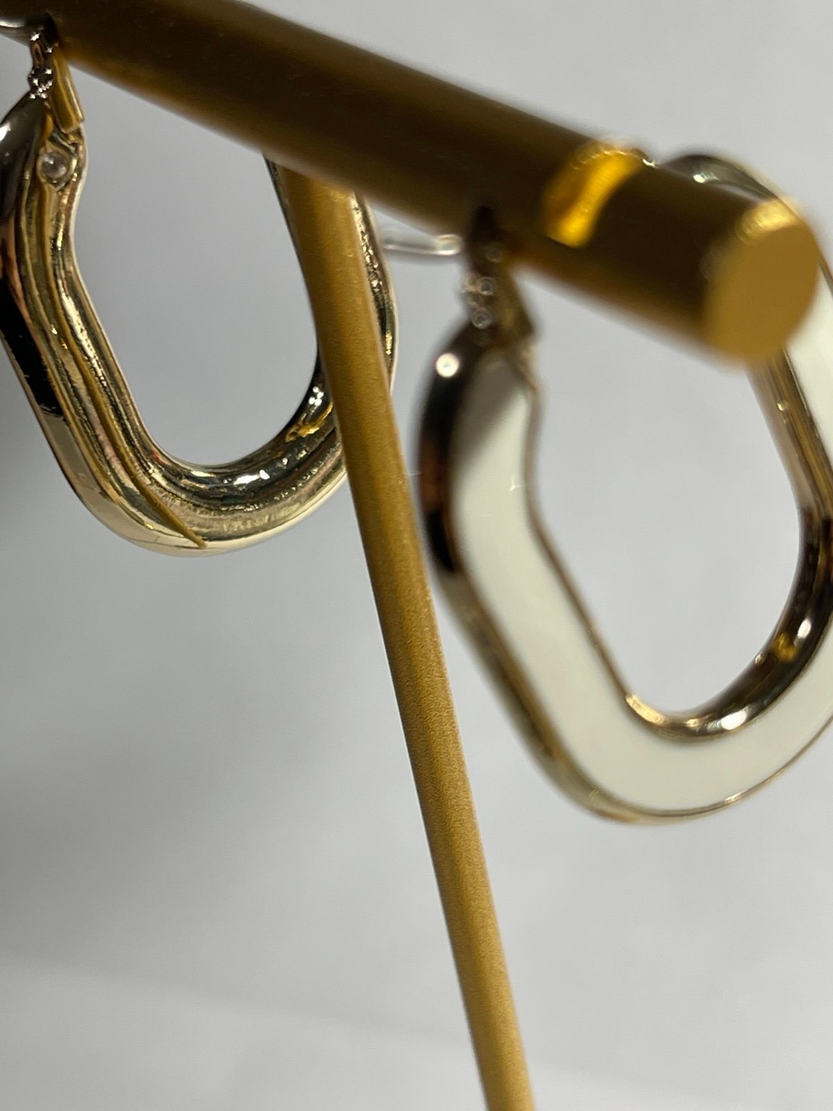 Anne Klein White Enamel & Goldtone Earrings