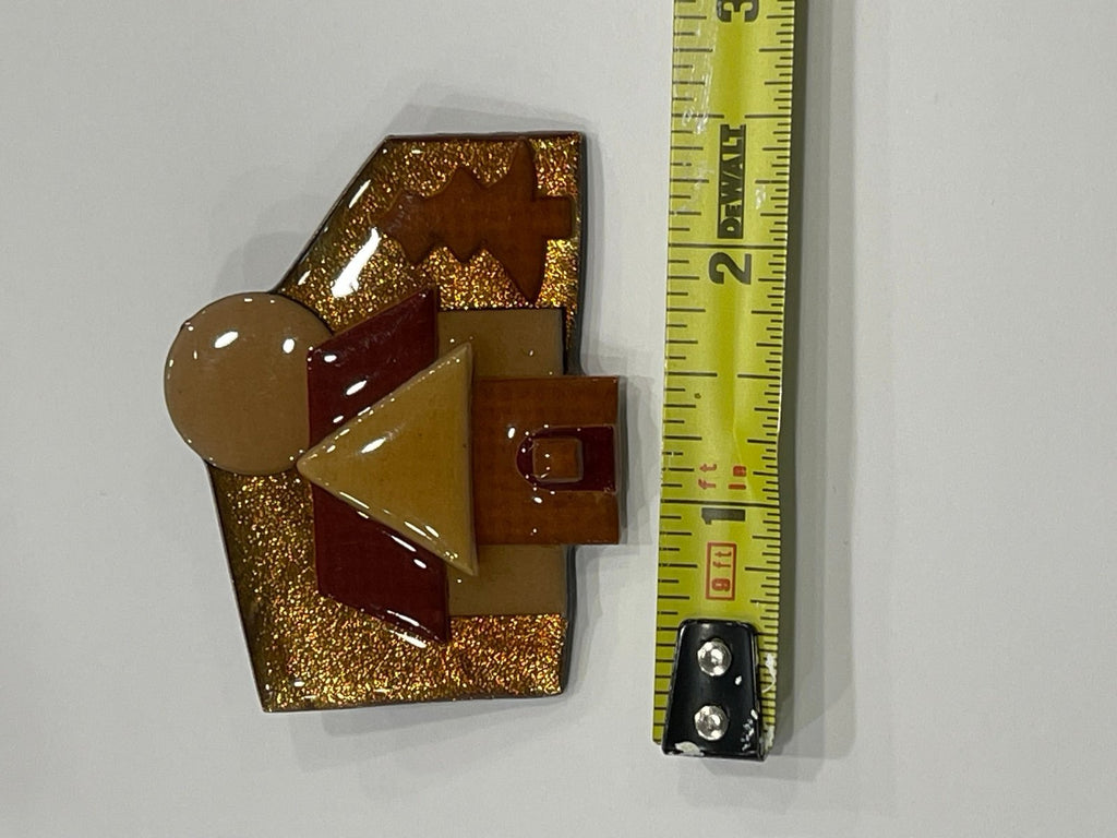 Lucinda Yates House Pin – Cabin & Pine Tree – Handmade Art Brooch – Portland ME