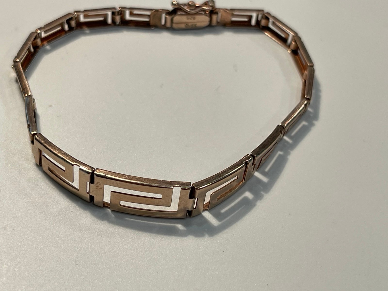 Vintage Meanders Design Greek Key Pattern 925 Sterling Silver Bracelet
