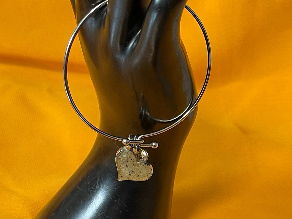 Dune Handmade Heart Charm Beach Bangle Bracelet