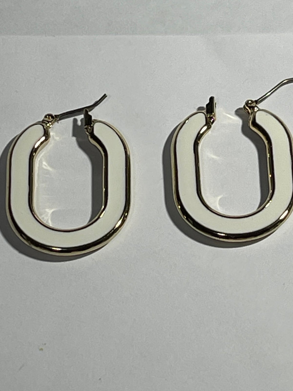 Anne Klein White Enamel & Goldtone Earrings