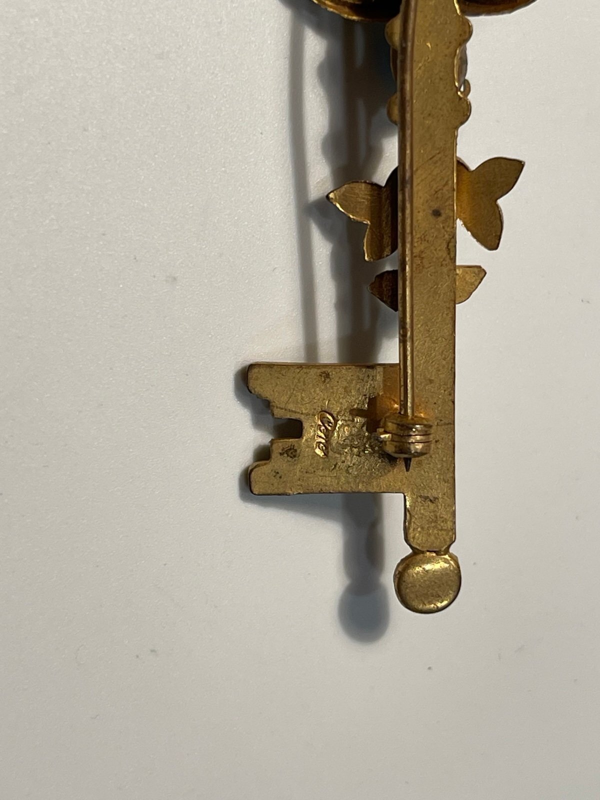 Vintage Coro Goldtone Key Brooch
